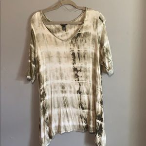 Green and white tie dye blouse new direction xl